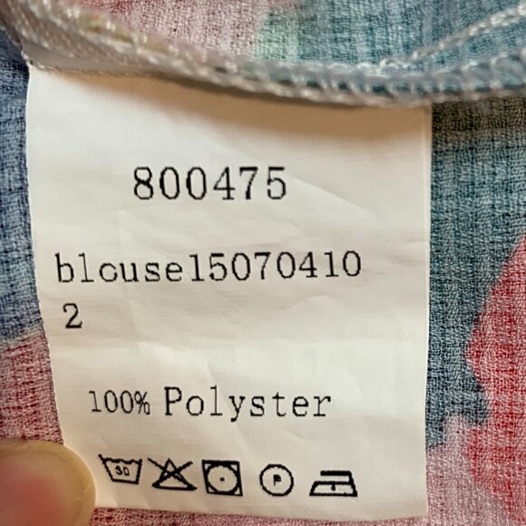 Shein Bright Floral Watercolors Crop Top Sz L Scalloped Hem 256F - Picture 7 of 8